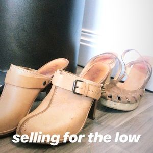Tan Clogs + Wedges